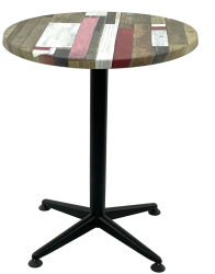Masa bistro rotunda D60xh74cm Raki Redden Wood blat werzalit si picior negru metalic 