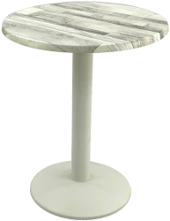 Masa bistro rotunda D60xh74cm Raki White Block blat werzalit si baza din metal alba 