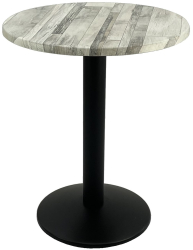 Masa bistro rotunda D60xh74cm Raki White Block blat werzalit si baza din metal neagra 