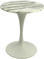 Masa bistro rotunda D60xh74cm Raki White Block blat werzalit si baza metalica alba 
