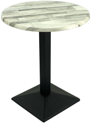 Masa bistro rotunda D60xh74cm Raki White Block blat werzalit si baza metalica neagra 