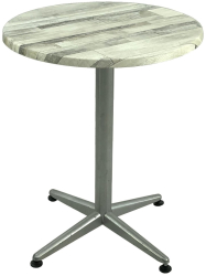 Masa bistro rotunda D60xh74cm Raki White Block blat werzalit si picior metalic gri 