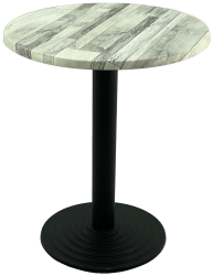 Masa bistro rotunda D60xh74cm Raki White Block blat werzalit si picior metalic negru 