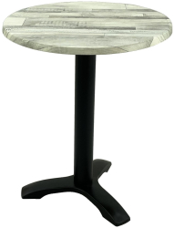 Masa bistro rotunda D60xh74cm Raki White Block blat werzalit si picior negru din metal 
