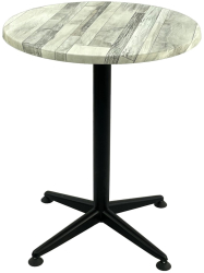 Masa bistro rotunda D60xh74cm Raki White Block blat werzalit si picior negru metalic 