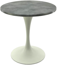 Masa bistro rotunda D70xh74cm Raki Copperfield blat werzalit si baza metalica alba 