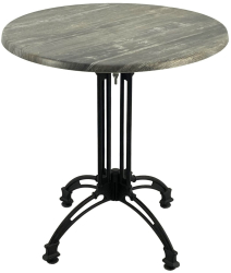 Masa cafenea rotunda D70xh71cm Raki Old Pine blat werzalit si baza retro din aluminiu 