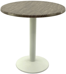 Masa cafenea rotunda D70xh74cm Raki Dark Seagrass blat werzalit si baza metalica alba 