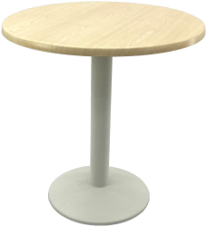 Masa cafenea rotunda D70xh74cm Raki Maple blat werzalit si baza metalica alba 