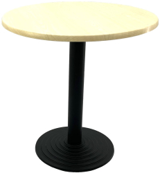 Masa cafenea rotunda D70xh74cm Raki Maple blat werzalit si picior metalic negru 