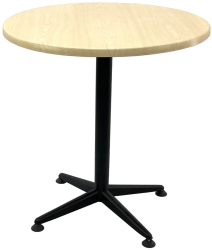 Masa cafenea rotunda D70xh74cm Raki Maple blat werzalit si picior negru din metal 