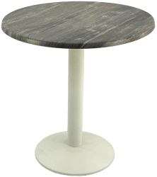 Masa cafenea rotunda D70xh74cm Raki Old Pine blat werzalit si baza metalica alba 