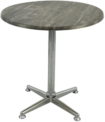 Masa cafenea rotunda D70xh74cm Raki Old Pine blat werzalit si picior metalic cromat 