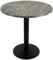Masa cafenea rotunda D70xh74cm Raki Old Pine blat werzalit si picior metalic negru 