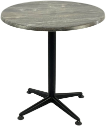 Masa cafenea rotunda D70xh74cm Raki Old Pine blat werzalit si picior negru din metal 