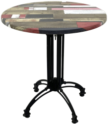 Masa cofetarie rotunda D70xh71cm Raki Redden Wood blat werzalit si baza retro din aluminiu 
