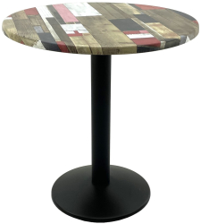 Masa cofetarie rotunda D70xh74cm Raki Redden Wood blat werzalit si baza din metal neagra 