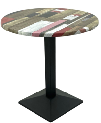 Masa cofetarie rotunda D70xh74cm Raki Redden Wood blat werzalit si baza metalica neagra 
