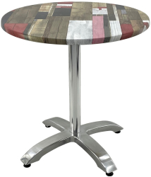 Masa cofetarie rotunda D70xh74cm Raki Redden Wood blat werzalit si picior din aluminiu 