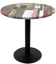 Masa cofetarie rotunda D70xh74cm Raki Redden Wood blat werzalit si picior metalic negru 