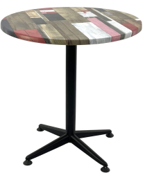 Masa cofetarie rotunda D70xh74cm Raki Redden Wood blat werzalit si picior negru metalic 