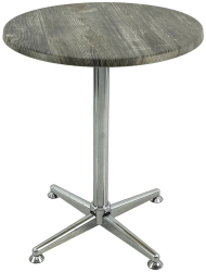 Masa de bistro rotunda D60xh74cm Raki Old Pine blat werzalit si picior metalic cromat 