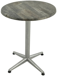 Masa de bistro rotunda D60xh74cm Raki Old Pine blat werzalit si picior metalic gri 