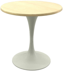 Masa de cafenea rotunda D70xh74cm Raki Maple blat werzalit si baza metalica alba 