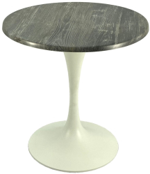 Masa de cafenea rotunda D70xh74cm Raki Old Pine blat werzalit si baza metalica alba