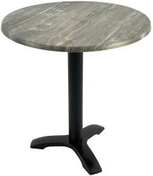 Masa de cafenea rotunda D70xh74cm Raki Old Pine blat werzalit si picior metalic negru 