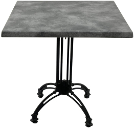 Masa patrata pentru cafenea 70x70xh71cm Raki Copperfield blat werzalit si baza retro din aluminiu 