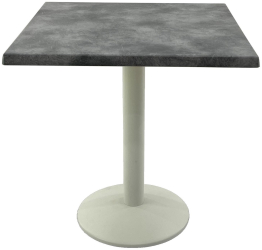 Masa patrata pentru cafenea 70x70xh74cm Raki Copperfield blat werzalit si baza din metal alba 