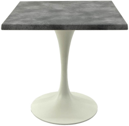 Masa patrata pentru cafenea 70x70xh74cm Raki Copperfield blat werzalit si baza metalica alba 