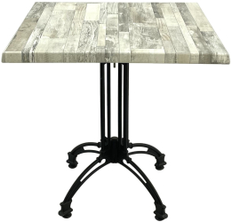 Masa patrata pentru cafenea/bistro 70x70xh71cm Raki White Block blat werzalit si baza retro din aluminiu 