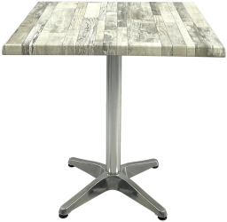 Masa patrata pentru cafenea/bistro 70x70xh74cm Raki White Block blat werzalit si baza din aluminiu 