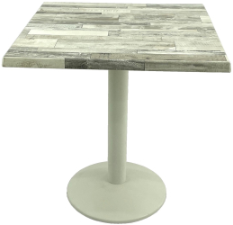 Masa patrata pentru cafenea/bistro 70x70xh74cm Raki White Block blat werzalit si baza din metal alba 