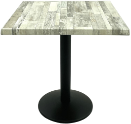 Masa patrata pentru cafenea/bistro 70x70xh74cm Raki White Block blat werzalit si baza din metal neagra 