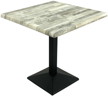 Masa patrata pentru cafenea/bistro 70x70xh74cm Raki White Block blat werzalit si baza metalica neagra 