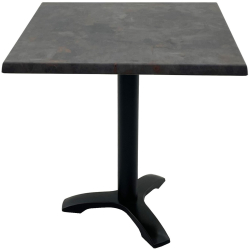 Masa patrata pentru cafenea/bistro/restaurant 70x70xh74cm Raki Metalic Oxid blat werzalit si picior negru din metal 