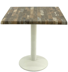 Masa patrata pentru restaurant/cafenea 80x80xh74cm Raki Maracaibo blat werzalit si baza din metal alba 