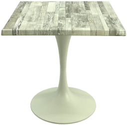 Masa patrata pentru terasa/restaurant 80x80xh74cm Raki White Block blat werzalit si baza metalica alba 