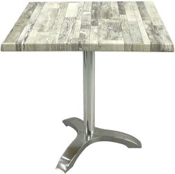Masa patrata pentru terasa/restaurant 80x80xh74cm Raki White Block blat werzalit si picior aluminiu 