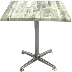 Masa patrata pentru terasa/restaurant 80x80xh74cm Raki White Block blat werzalit si picior metalic cromat 