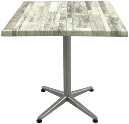 Masa patrata pentru terasa/restaurant 80x80xh74cm Raki White Block blat werzalit si picior metalic gri 