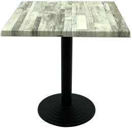 Masa patrata pentru terasa/restaurant 80x80xh74cm Raki White Block blat werzalit si picior metalic negru 