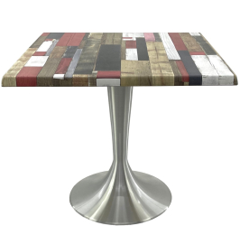 Masa patrata restaurant/cafenea/bistro 80x80xh74cm Raki Redden Wood blat werzalit si baza aluminiu 
