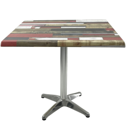 Masa patrata restaurant/cafenea/bistro 80x80xh74cm Raki Redden Wood blat werzalit si baza din aluminiu 
