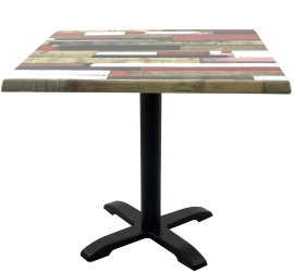 Masa patrata restaurant/cafenea/bistro 80x80xh74cm Raki Redden Wood blat werzalit si baza metalica 