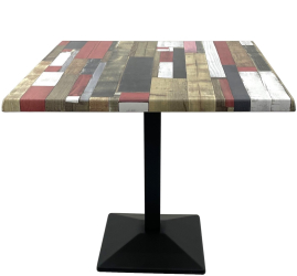 Masa patrata restaurant/cafenea/bistro 80x80xh74cm Raki Redden Wood blat werzalit si baza metalica neagra 