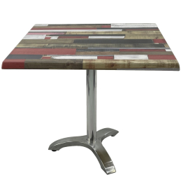 Masa patrata restaurant/cafenea/bistro 80x80xh74cm Raki Redden Wood blat werzalit si picior aluminiu